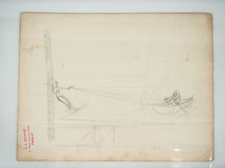 SEMPE.  Encre et aquarelle "Dis Papa... " Dim. 32.5 x 25 cm Experts : 