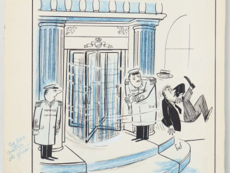 Vente aux enchères SEMPE.  "Fais attention, Charles"  Encre et crayon Dim. 32.5 x 24,5 cm