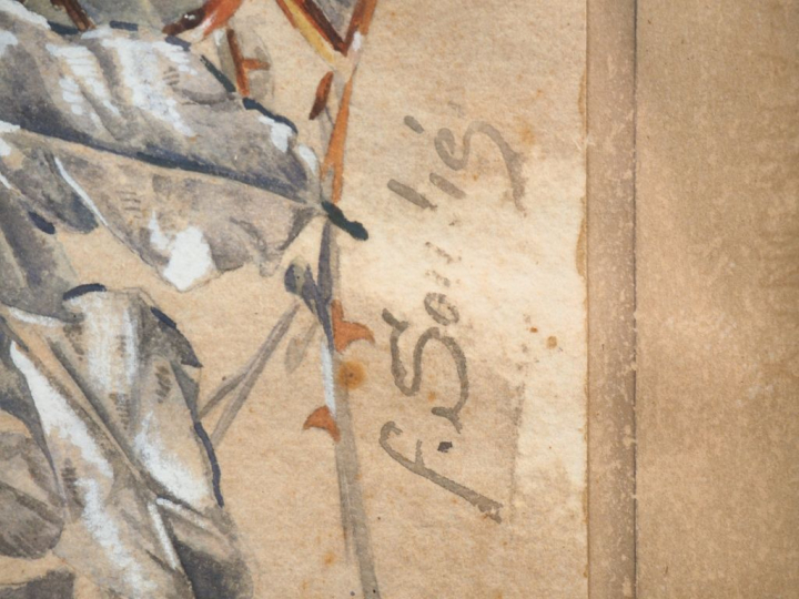 F. SOULIE.  "nature morte aux roses et aux coquelicots".  Paire d'aqua