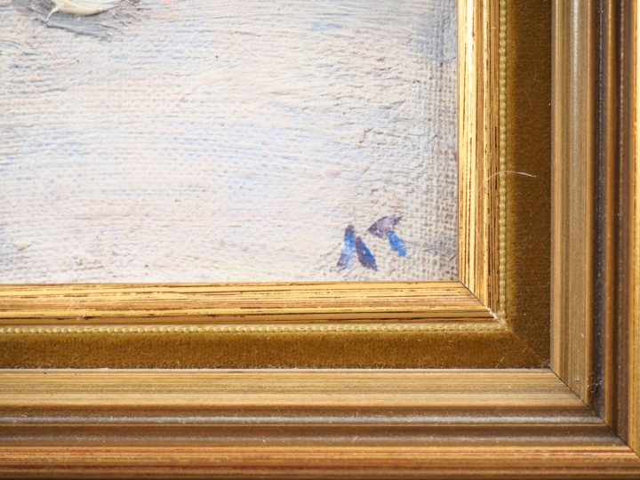 Léonid TKATCHENKO.  "au travail".  Huile sur toile, non signée  Dim. 3