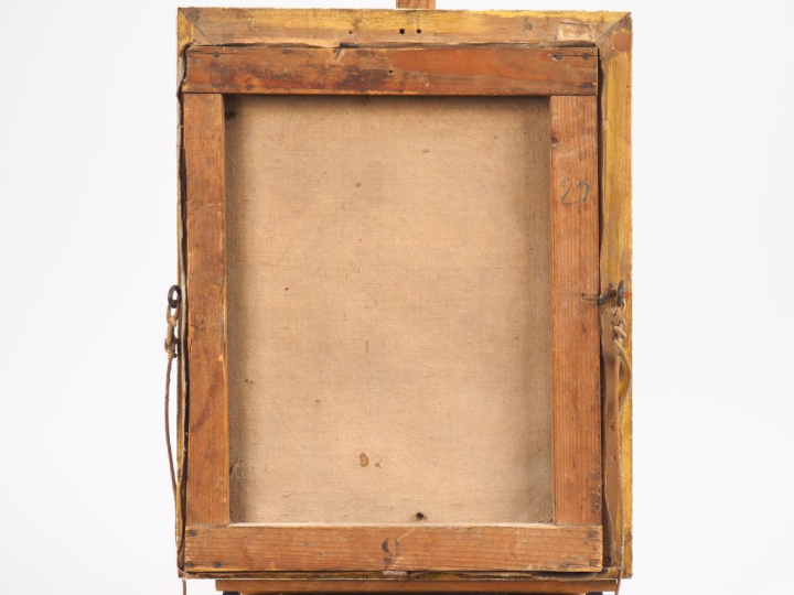 Ecole française XIXème.  "jeune fille dénudée au miroir". Huile sur to