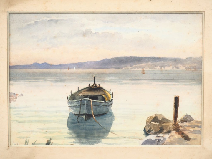 Ecole française fin XIXème. "Bord de mer". Aquarelle Dim. 23,5 x 35 cm