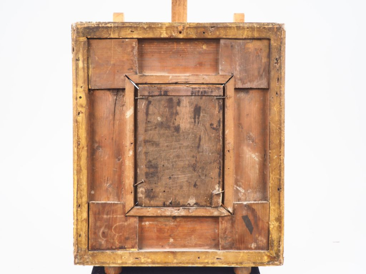 Ecole française XIXème.  "portrait d'enfant à la toge" Huile sur panne