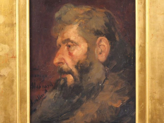 Vente aux enchères Ecole fin XIXème-début XXème. "portrait d'homme barbu" Huile sur carto