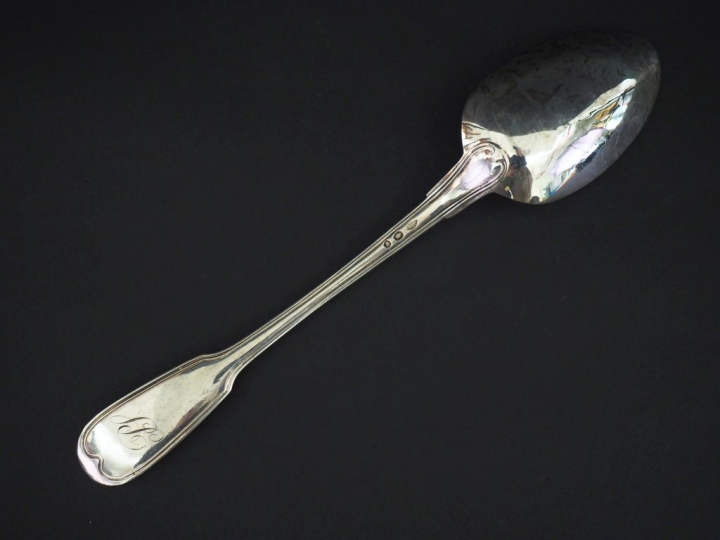Cuillère à ragoût début XIXème en argent 950, poinçon au 2ème Coq, mod
