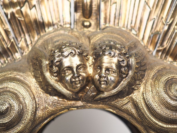 Grand ostensoir en vermeil 925, poinçon Minerve, motif central rayonna