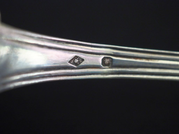 Ensemble comprenant :  - une cuillère à saupoudrer en argent 925, poin