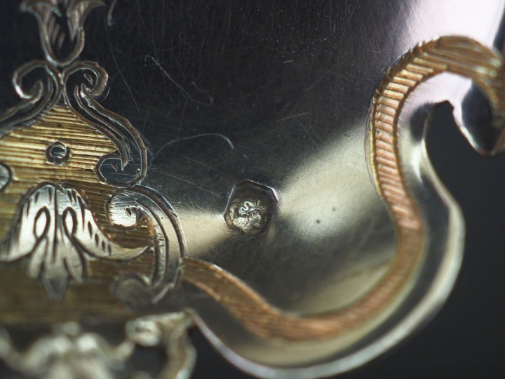 Petite cuillère à crème en argent 925 et vermeil et argent fourré, poi