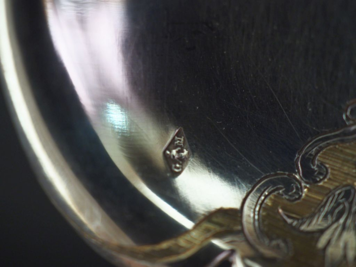 Petite cuillère à crème en argent 925 et vermeil et argent fourré, poi