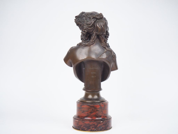 CLESINGER.  "bacchanale en buste". Sujet en bronze à patine brune. Sig
