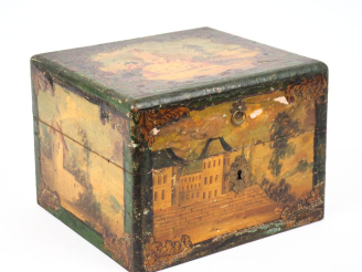 Vente aux enchères Cave à odeurs XVIIIème en Vernis Martin, à décor de scène galante, de 