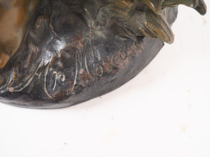 MOREAU.  "Poésie moderne". Sujet en régule polychrome.  H. 56 cm