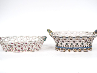 Vente aux enchères Corbeille XVIIIème en faience de Strasbourg, décor à la rose manganèse