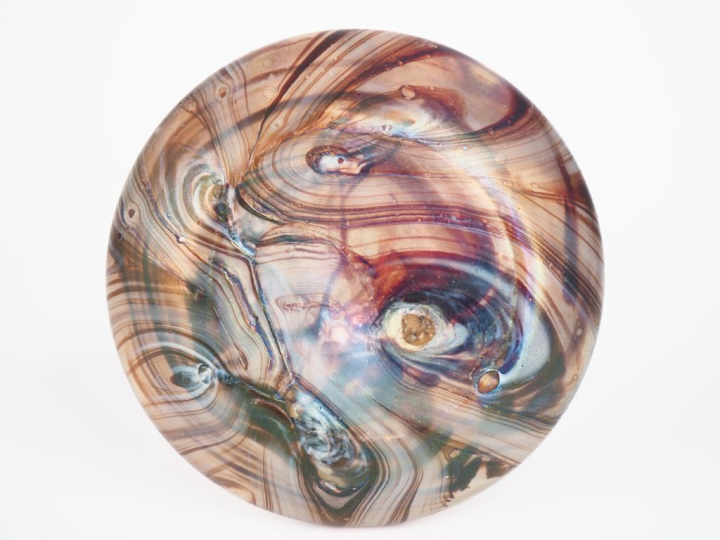 Soliflore 1900 en verre mélé dans le goût de Leutz. H. 18 cm