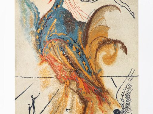 Salvador DALI (d'après). "Le grand paon". Tapis en laine polychrome. D