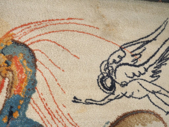 Salvador DALI (d'après). "Le grand paon". Tapis en laine polychrome. D