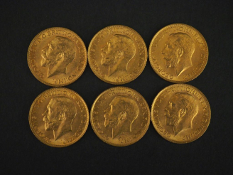 Vente aux enchères Six Souverains or, 1911. FRAIS ACHETEURS 10% HT.   