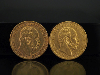 Vente aux enchères Deux pièces de 20 Mark or, 1878 et 1884.  FRAIS AHCETEURS 10% HT.   