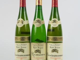 Vente aux enchères 3 BOUTEILLES BOTT FRÈRES : 2 GEWURZTRAMINER 'RÉSERVE PERSONNELLE' 1999