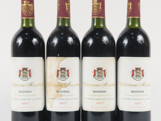 Vente aux enchères 4 BOUTEILLES CHÂTEAU MONTUS MADIRAN - 1985 - 2 BG/1 LB/1 ET