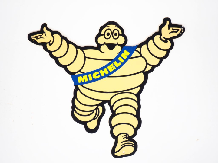MICHELIN. Bibendum, plaque publicitaire en plastique rigide, circa 198