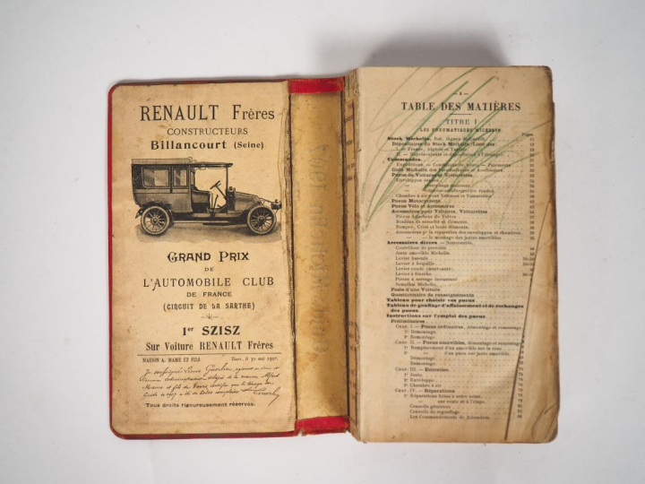 MICHELIN.  Guide rouge 1907. (accident sur la reliure, guide marqué)