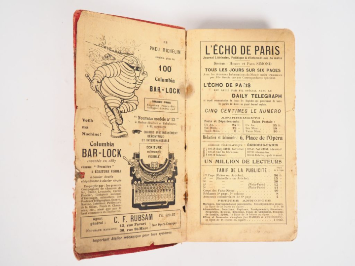 MICHELIN.  Guide rouge 1909. (accidents et frottements)