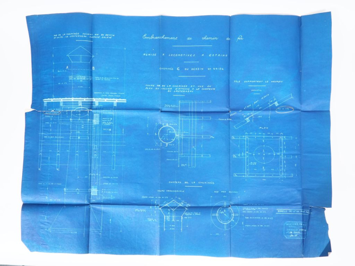 MICHELIN. Deux différents plans de remises à locomotives à Estaing (19