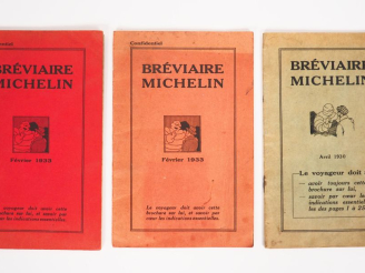 Vente aux enchères MICHELIN. Lot de trois bréviaires Michelin (1 x avril 1930 et 2 x févr