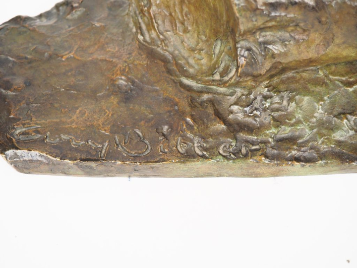 ARY BITTER. "la biche et le petit faune". Groupe en bronze à patine ve