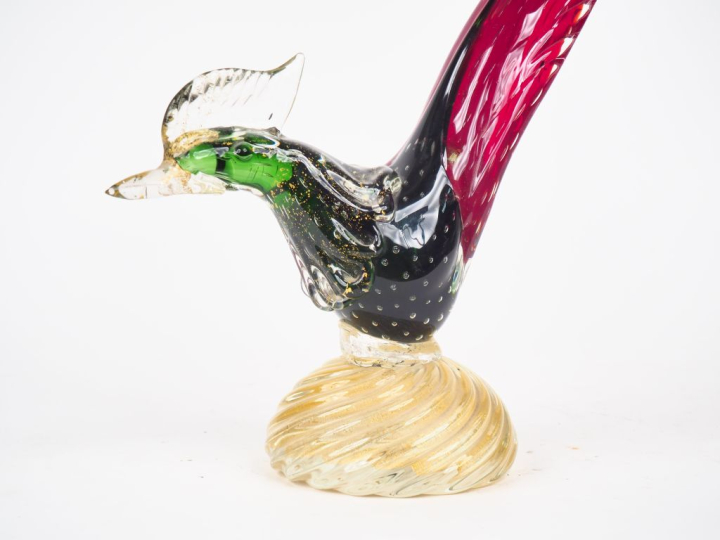Sculpture en verre polychrome de Venise "oiseau" H. 37 cm  (petites ég