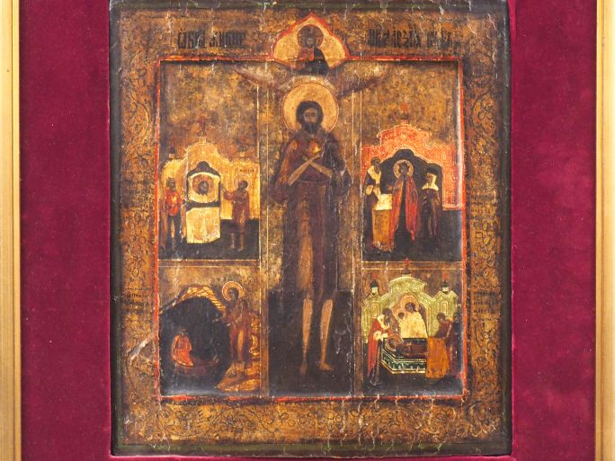 Icône de Saint Alexis et de sa vie. Russie seconde moitié du XIXe sièc