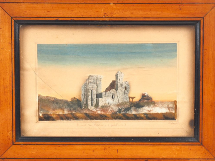 Paire de dioramas XIXème. "Ruines de Césarée en Palestine" et "Ruines 