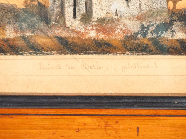 Paire de dioramas XIXème. "Ruines de Césarée en Palestine" et "Ruines 