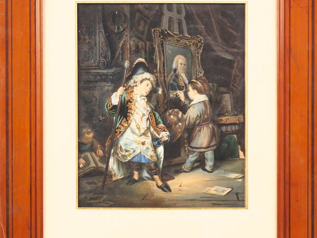 Suite de 4 chromos lithographies "jeux d'enfants" dans des cadres en p