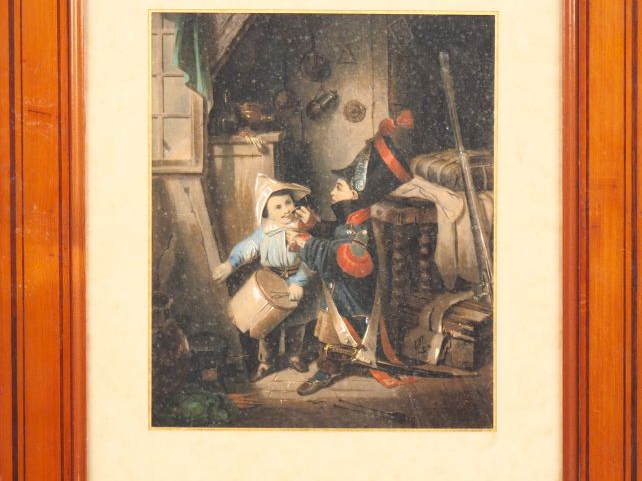 Suite de 4 chromos lithographies "jeux d'enfants" dans des cadres en p