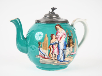 Vente aux enchères Théière 1900 en céramique de Minton à décor de personnage et de vase à