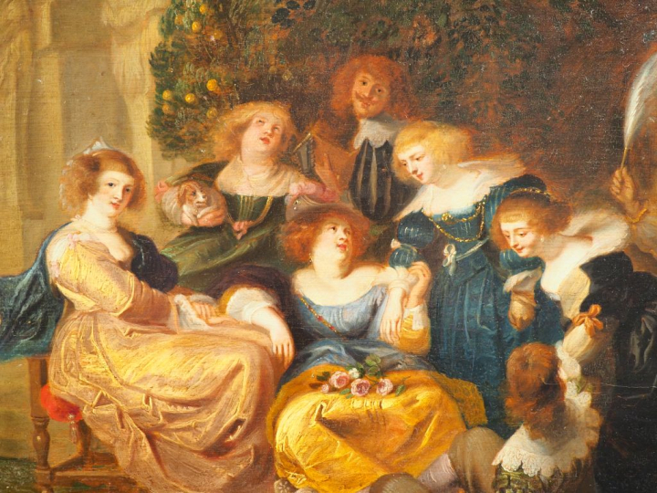 Ecole Flamande du XVIIè, entourage de Pierre Paul Rubens "Le jardin d'