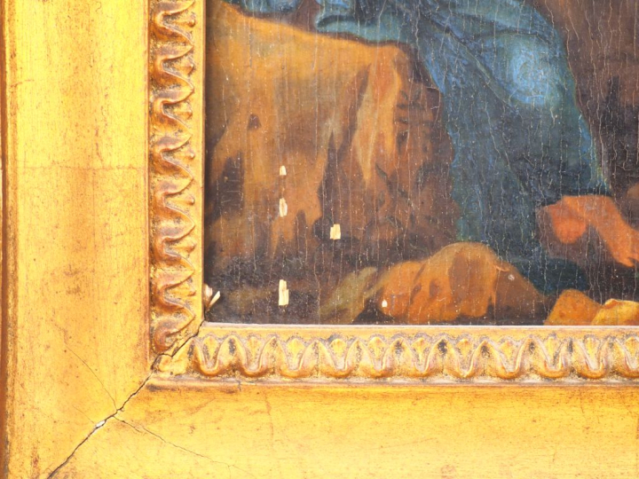 Cornelis Van POELENBURGH (1594-1667). "Sainte femme et angelots". Huil