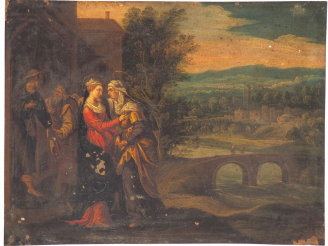 Vente aux enchères Ecole Flamande du XVIIe "La Visitation" Cuivre Hauteur : 16,7 cm Large