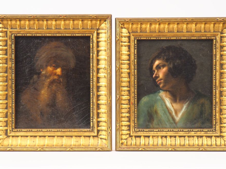 Ecole du Nord XIXème.  "Portrait d'homme" et "portrait de jeune homme"