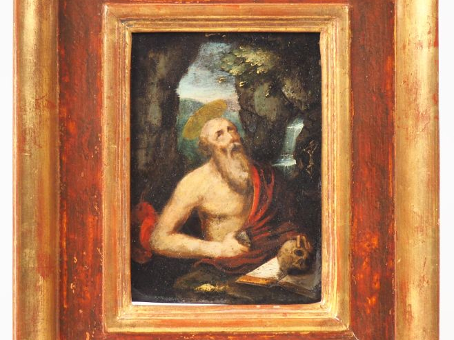 Ecole Française XVIIème.  "Saint Jérome" Huile sur cuivre  Dim. 14,5 x