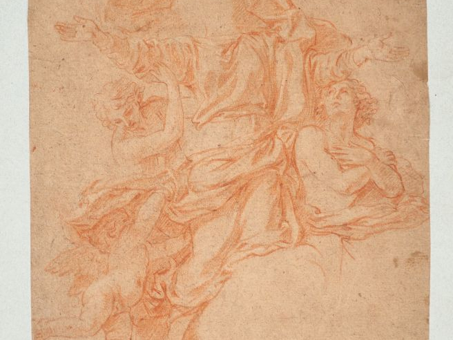 Attribué à François VERDIER (1651-1730). "L’Assomption" Sanguine Dim. 