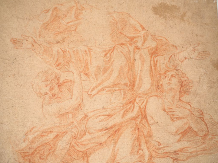 Attribué à François VERDIER (1651-1730). "L’Assomption" Sanguine Dim. 
