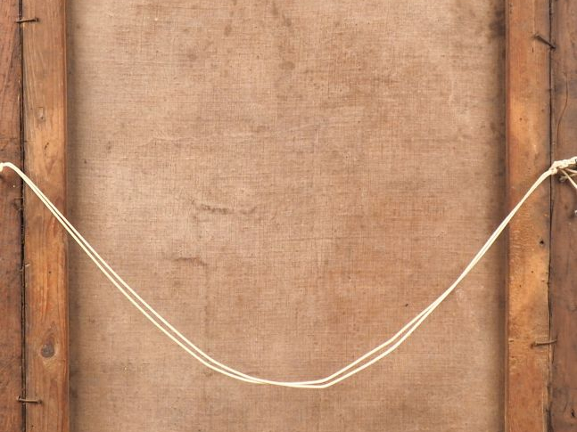 Ecole française XVIIIème. "Vierge à l'enfant et saint Jean-baptise". H