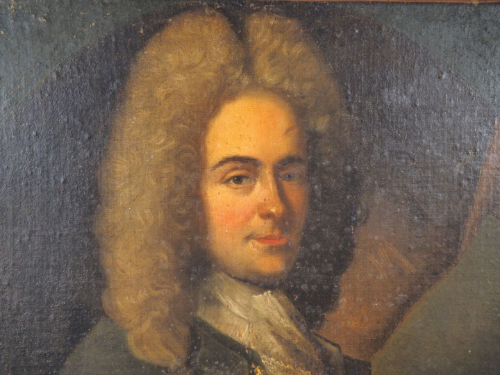 Ecole française XVIIIème. "Portrait d'homme". Huile sur toile. Dim. 81