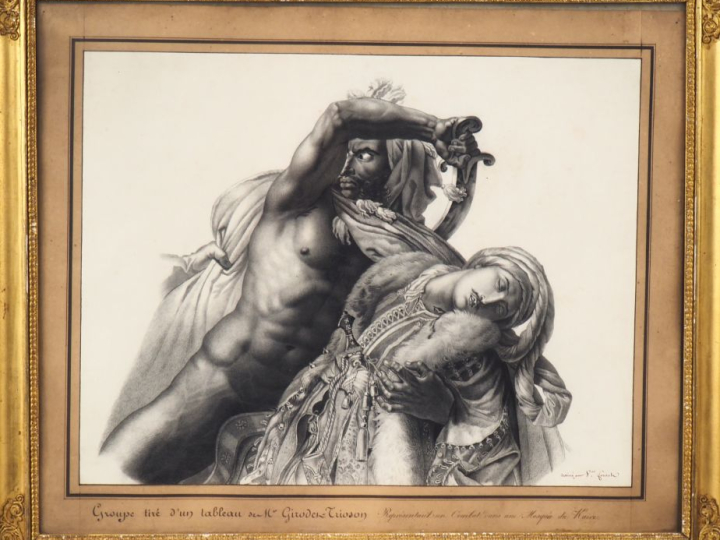 Ecole Française XIXème d'après un tableau de Giraudet Trioson.  "comba