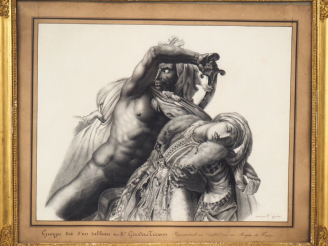 Vente aux enchères Ecole Française XIXème d'après un tableau de Giraudet Trioson.  "comba