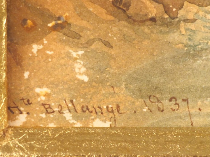 BELLANGE. "Scène de chasse à courre"  Aquarelle signée en bas à gauche