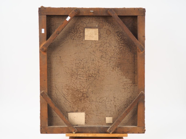 Ecole française fin XIXème. "Fleurissement de la Vierge". Huile sur to